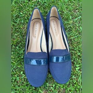 Kelly & Katie Blue Loafers with Glossy Trim